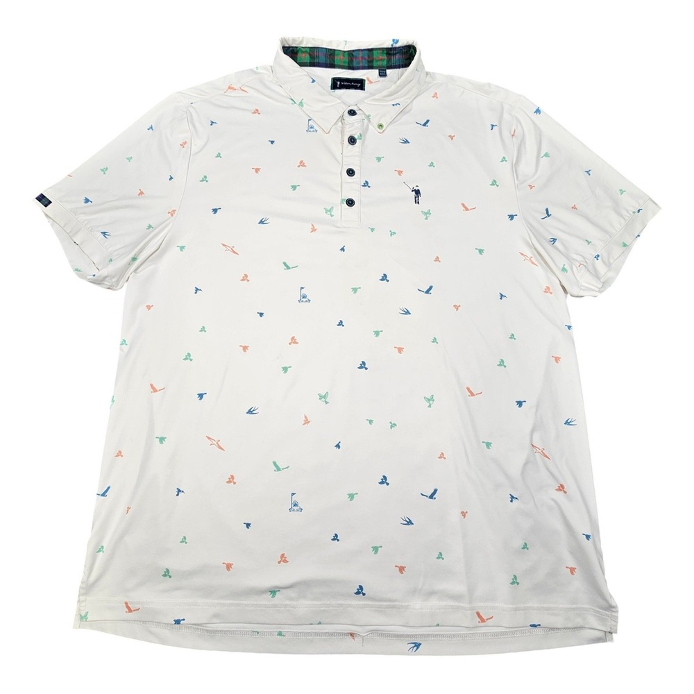 William Murray Golf Polo Mens XXL White Multi Print Performance Golf Shirt